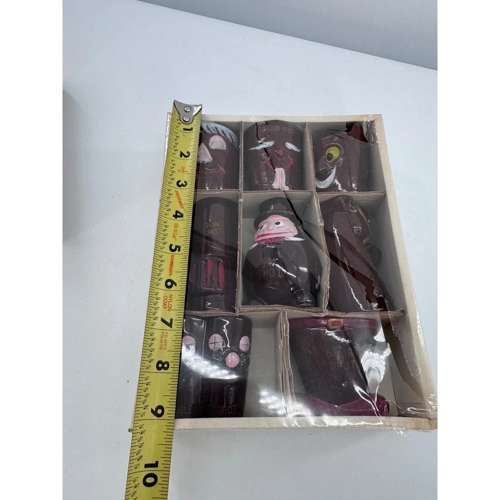 Apex Quality Japan Vintage Bar Jigger Set Brown Ceramic Novelty 8pc Box New‎